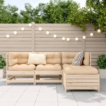 4 Piece Garden Sofa Set - Solid Wood Pine | Hipo Market