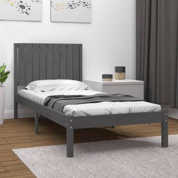 Stylish Grey 90x190 cm Single Bed Frame - Solid Pine Wood