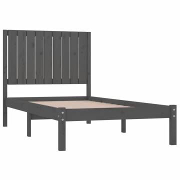 Stylish Grey 90x190 cm Single Bed Frame - Solid Pine Wood