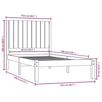 Stylish Grey 90x190 cm Single Bed Frame - Solid Pine Wood