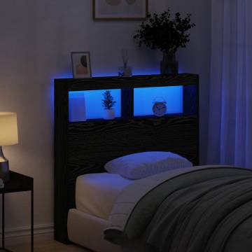 LED Headboard Cabinet - Stylish Black Oak | HipoMarket UK