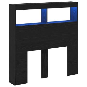 LED Headboard Cabinet - Stylish Black Oak | HipoMarket UK