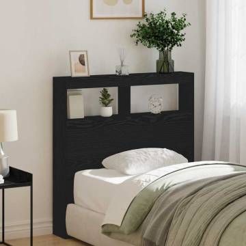 LED Headboard Cabinet - Stylish Black Oak | HipoMarket UK