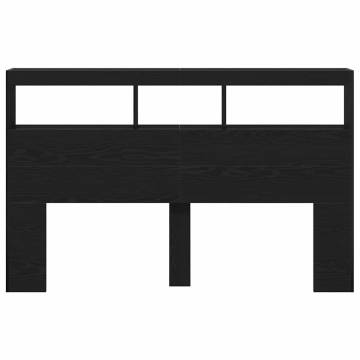 LED Headboard Cabinet Black Oak - Stylish Bedroom Storage