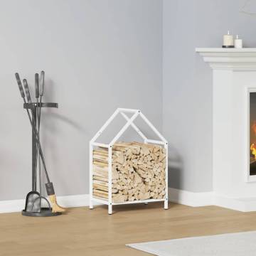 Firewood Rack White 40x25x60 cm | Durable Cold-Rolled Steel