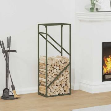 Olive Green Firewood Rack - 40x25x100 cm | Hipomarket