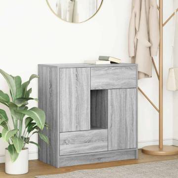 Stylish Grey Sonoma Sideboard with Drawers & Doors - 70.5x34x74.5cm