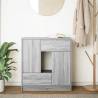 Stylish Grey Sonoma Sideboard with Drawers & Doors - 70.5x34x74.5cm