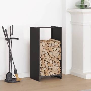 Firewood Rack Black 40x30x80 cm - Sturdy Cold-Rolled Steel