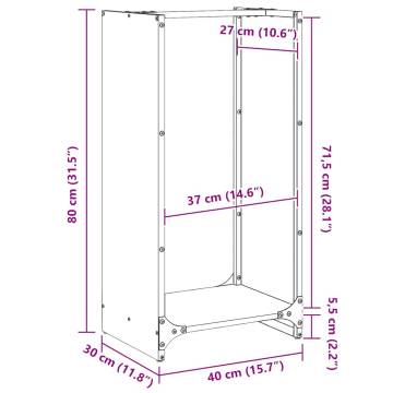 Firewood Rack Black 40x30x80 cm - Sturdy Cold-Rolled Steel