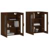 Elegant Brown Oak Wall Mounted Cabinets - Set of 2