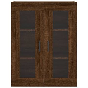 Elegant Brown Oak Wall Mounted Cabinets - Set of 2