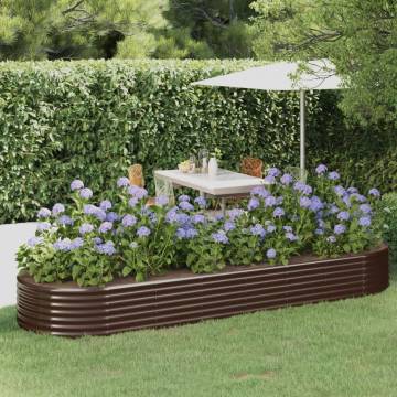 Garden Raised Bed Powder-coated Steel 322x100x36 cm - Brown