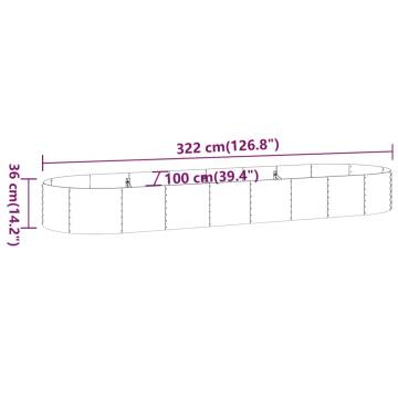 Garden Raised Bed Powder-coated Steel 322x100x36 cm - Brown