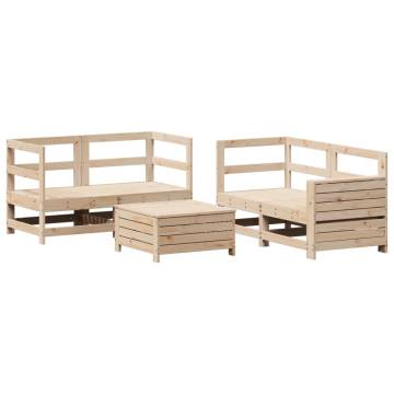 5 Piece Garden Sofa Set - Solid Pine Wood | HipoMarket