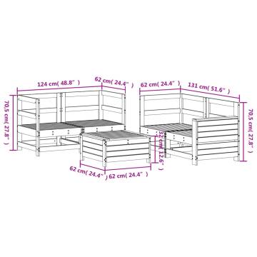 5 Piece Garden Sofa Set - Solid Pine Wood | HipoMarket