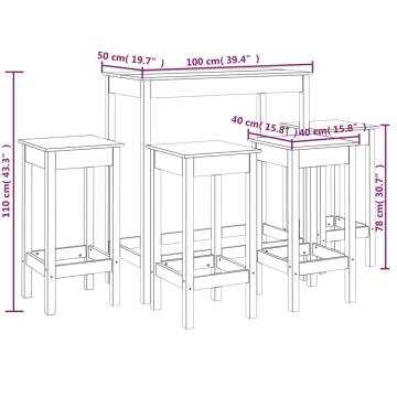 5 Piece Solid Wood Pine Bar Set – Stylish & Sturdy