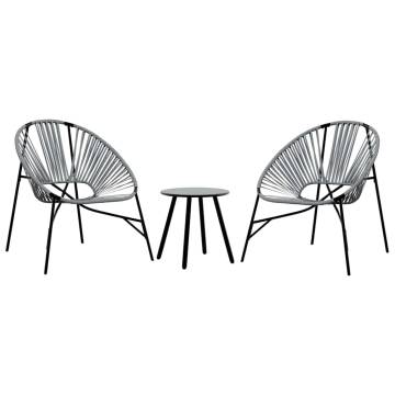 Garden Chair Set 3 pcs Black & Light Grey Poly Rattan