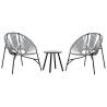 Garden Chair Set 3 pcs Black & Light Grey Poly Rattan