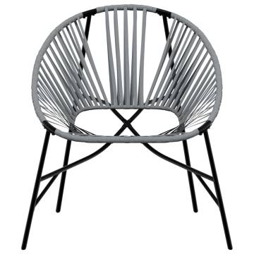 Garden Chair Set 3 pcs Black & Light Grey Poly Rattan