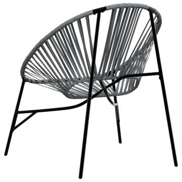 Garden Chair Set 3 pcs Black & Light Grey Poly Rattan