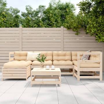 7 Piece Garden Sofa Set - Solid Pine Wood Lounge Furniture