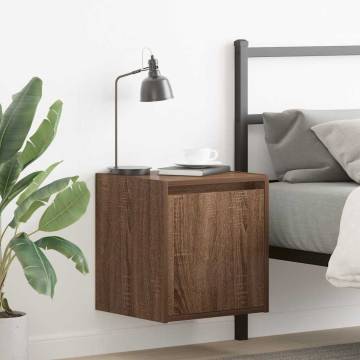 Wall-Mounted Bedside Cabinet - Brown Oak 38x34x40 cm