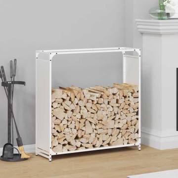 Firewood Rack White 90x28x90 cm - Durable Cold-Rolled Steel