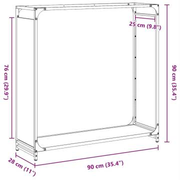 Firewood Rack White 90x28x90 cm - Durable Cold-Rolled Steel