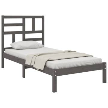 Stylish Grey Solid Wood Bed Frame 90x190 cm Single Size