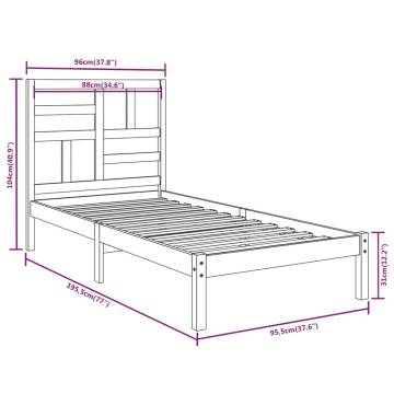 Stylish Grey Solid Wood Bed Frame 90x190 cm Single Size