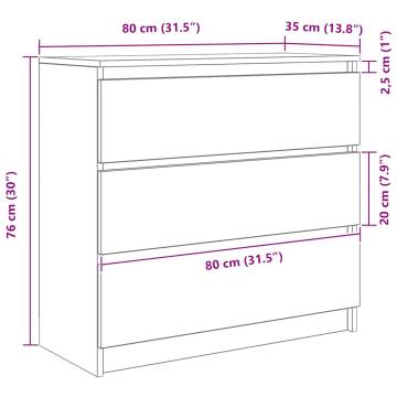 Sideboard Grey Sonoma 80x35x76 cm | Durable Engineered Wood