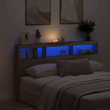 Headboard Cabinet with LED in Artisan Oak | 180x17x102 cm