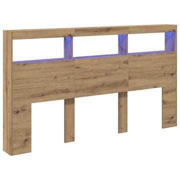 Headboard Cabinet with LED in Artisan Oak | 180x17x102 cm