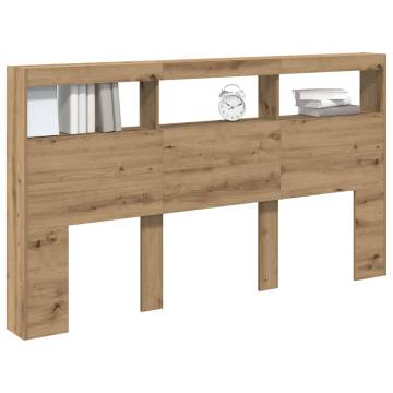 Headboard Cabinet with LED in Artisan Oak | 180x17x102 cm