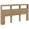 Headboard Cabinet with LED in Artisan Oak | 180x17x102 cm