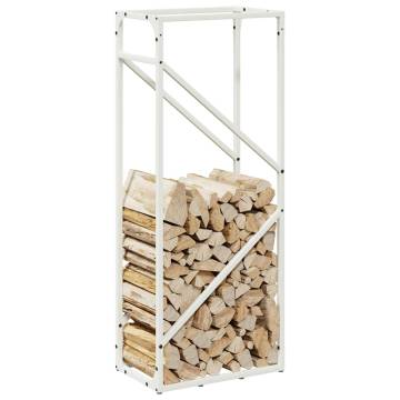 Firewood Rack White 40x25x100 cm - Durable Cold-Rolled Steel