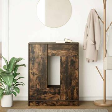 Smoked Oak Sideboard with Drawers & Doors - 73x31x90 cm