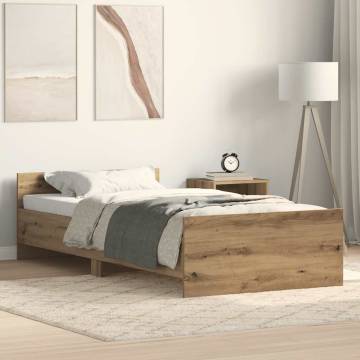 Artisan Oak Bed Frame 75x190 cm - Durable Engineered Wood