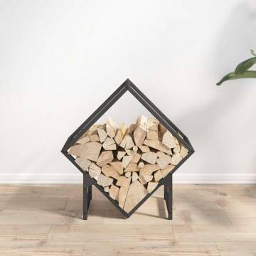 Black Firewood Rack 50x25x50 cm - Cold-Rolled Steel Storage