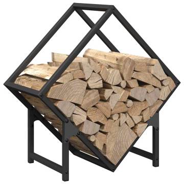 Black Firewood Rack 50x25x50 cm - Cold-Rolled Steel Storage