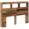 Stylish LED Headboard Cabinet - Old Wood 140x17x102 cm