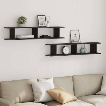 Black Oak Wall Shelves 2 pcs | Durable Engineered Wood