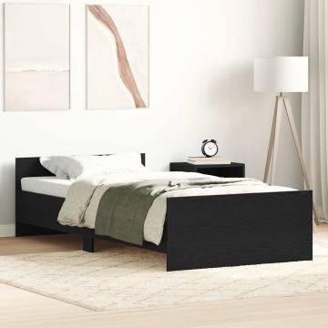 Black Oak Bed Frame 100x200 cm - Engineered Wood