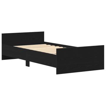 Black Oak Bed Frame 100x200 cm - Engineered Wood