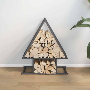 Firewood Rack Black - Sturdy Cold-Rolled Steel 50x25x60 cm