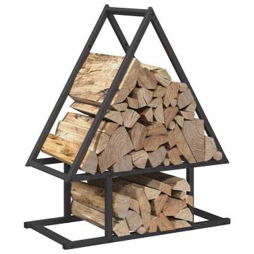 Firewood Rack Black - Sturdy Cold-Rolled Steel 50x25x60 cm