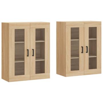 Elegant Wall Mounted Cabinets - 2 pcs Sonoma Oak