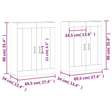 Elegant Wall Mounted Cabinets - 2 pcs Sonoma Oak