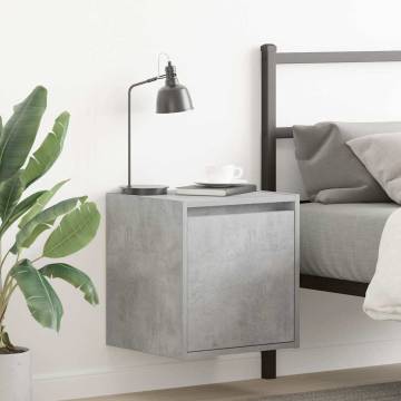 Wall-Mounted Bedside Cabinets - Set of 2 in Concrete Grey